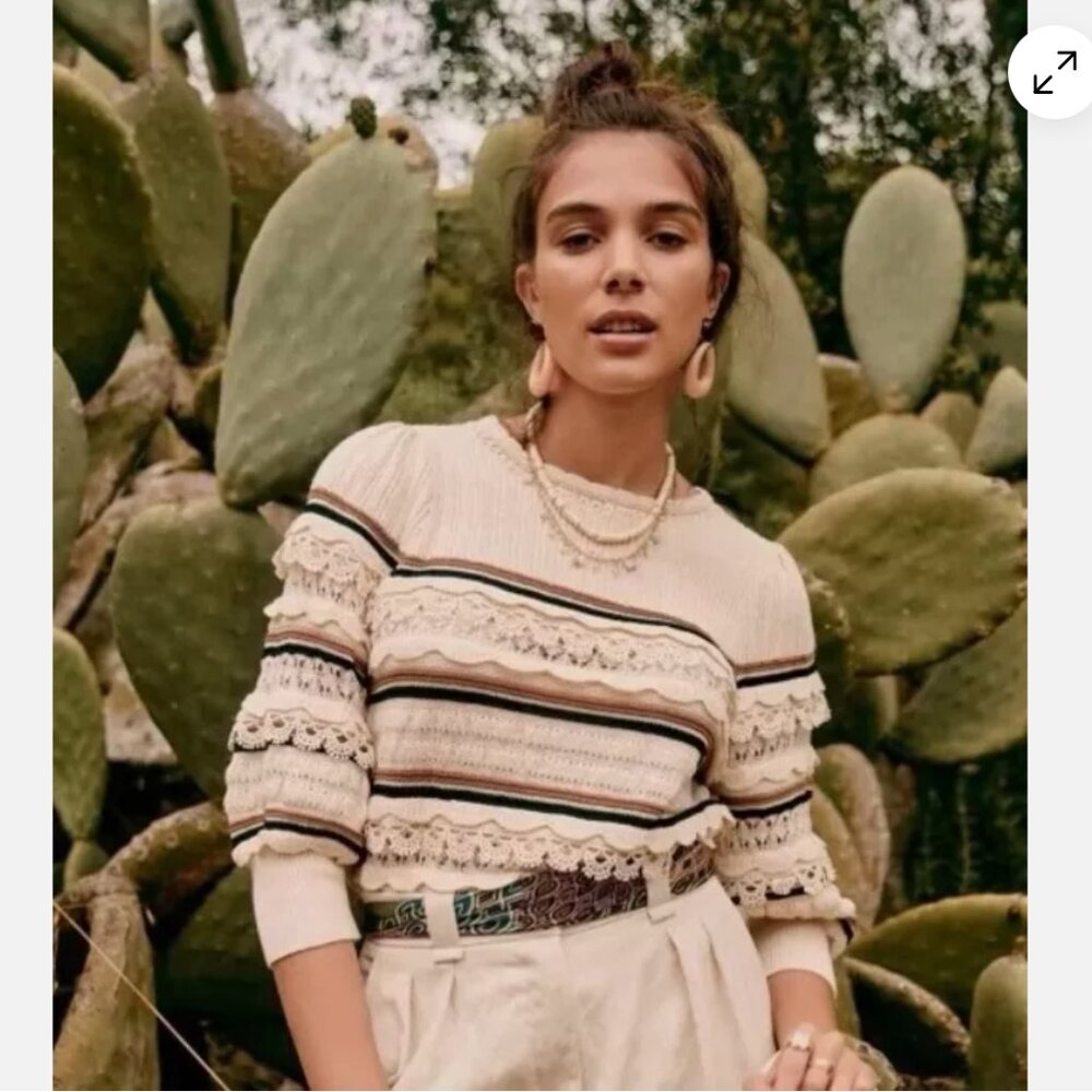 Sezane Augustin Scalloped Lace Jumper, Small, NWOT